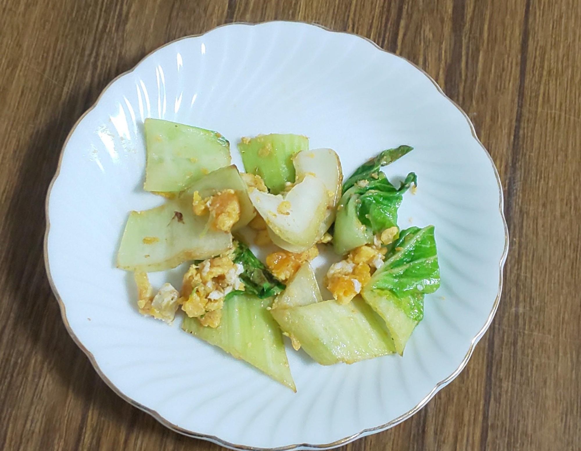 チンゲン菜と卵炒め♪バレンタインのランチ