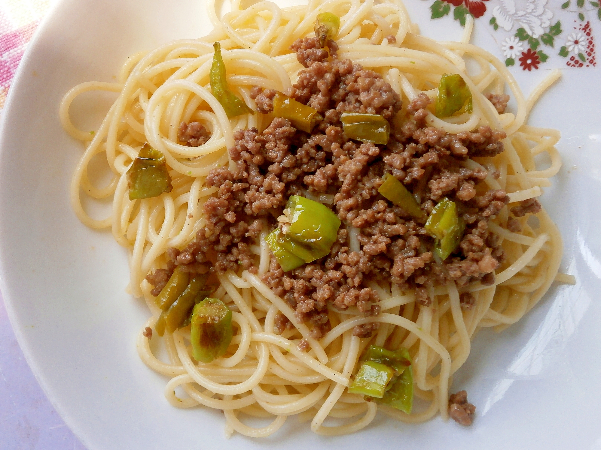 とうがらし 肉そぼろのパスタ レシピ 作り方 By なな1151 楽天レシピ