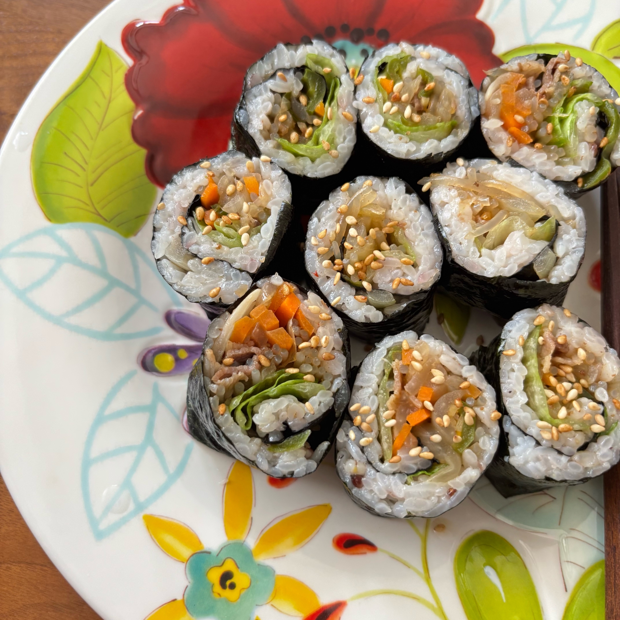 *チャプチェの残りでキンパ*