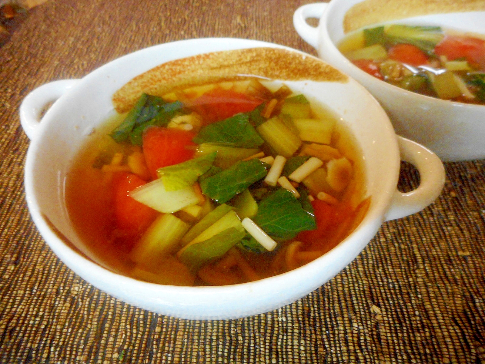 小松菜とトマトの和風スープ
