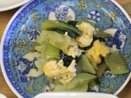 青梗菜とザーサイの卵炒め