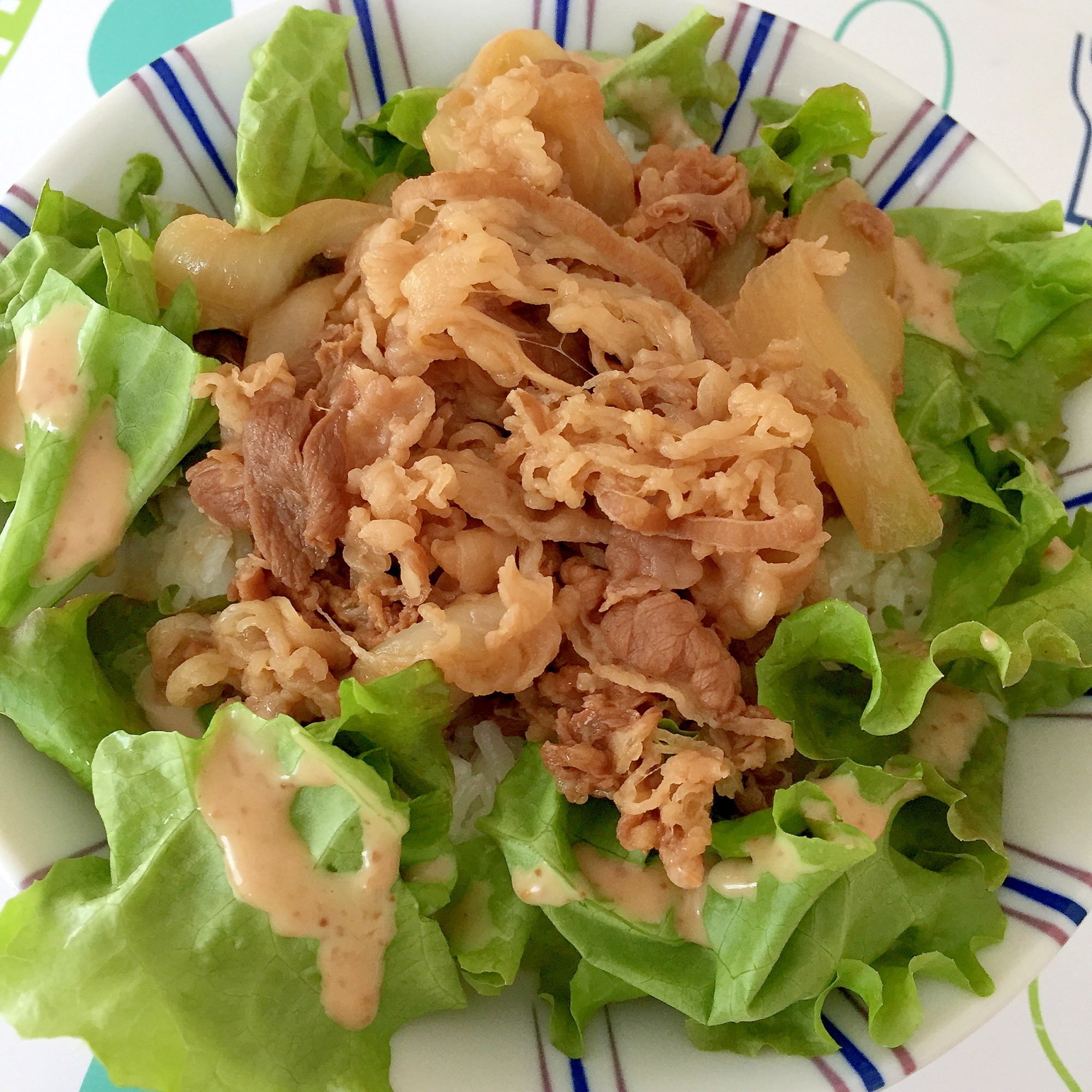 レタスと一緒に牛丼☆