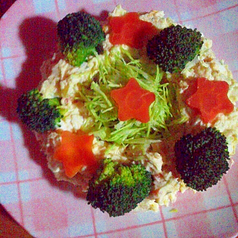 *クリスマスリースになったポテトサラダ*