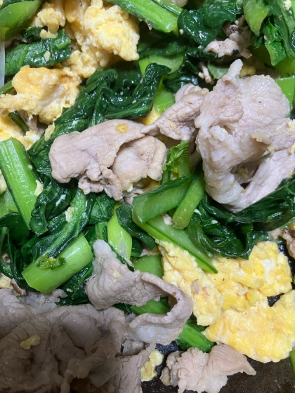 超特急メイン♡簡単♡豚肉と青梗菜と卵の中華風炒め