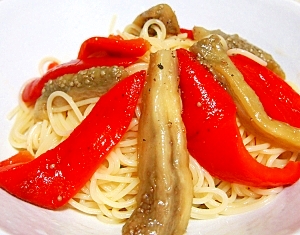 なすとパプリカの冷製パスタ