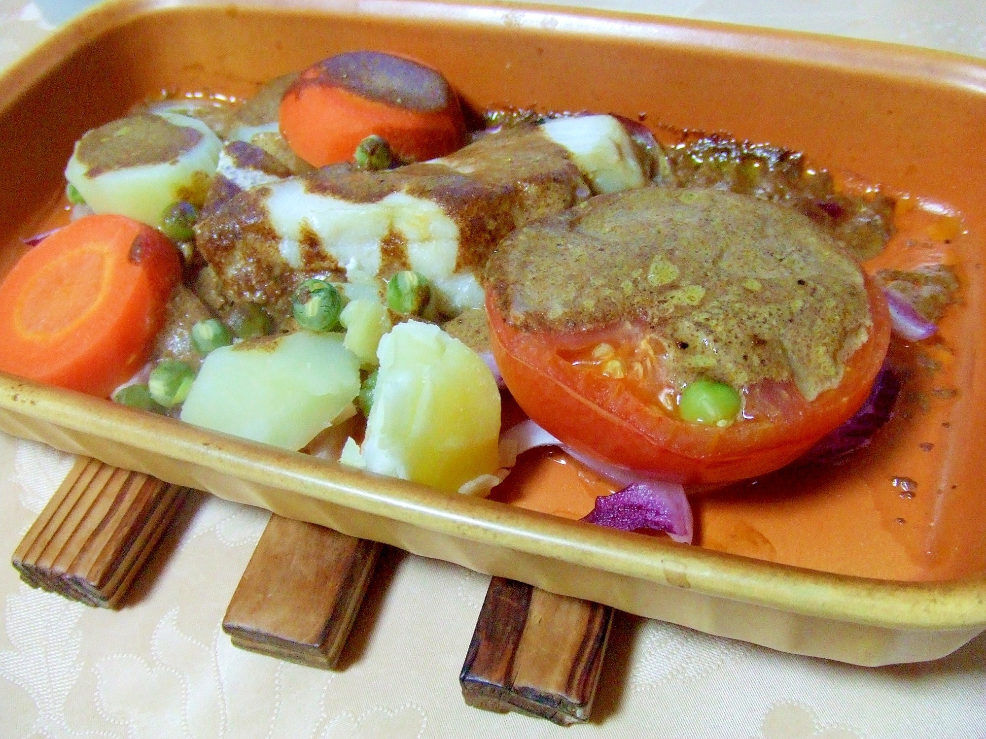 魚と野菜のオーブン焼きカレーソース