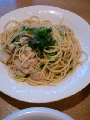 鶏肉と山芋のﾊﾞﾀｰ醤油パスタ