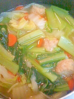 小松菜と肉だんごのコンソメスープ