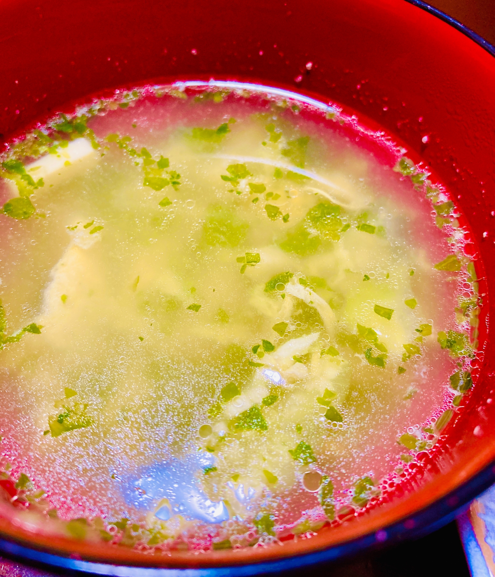 セロリの葉のかき卵中華スープ