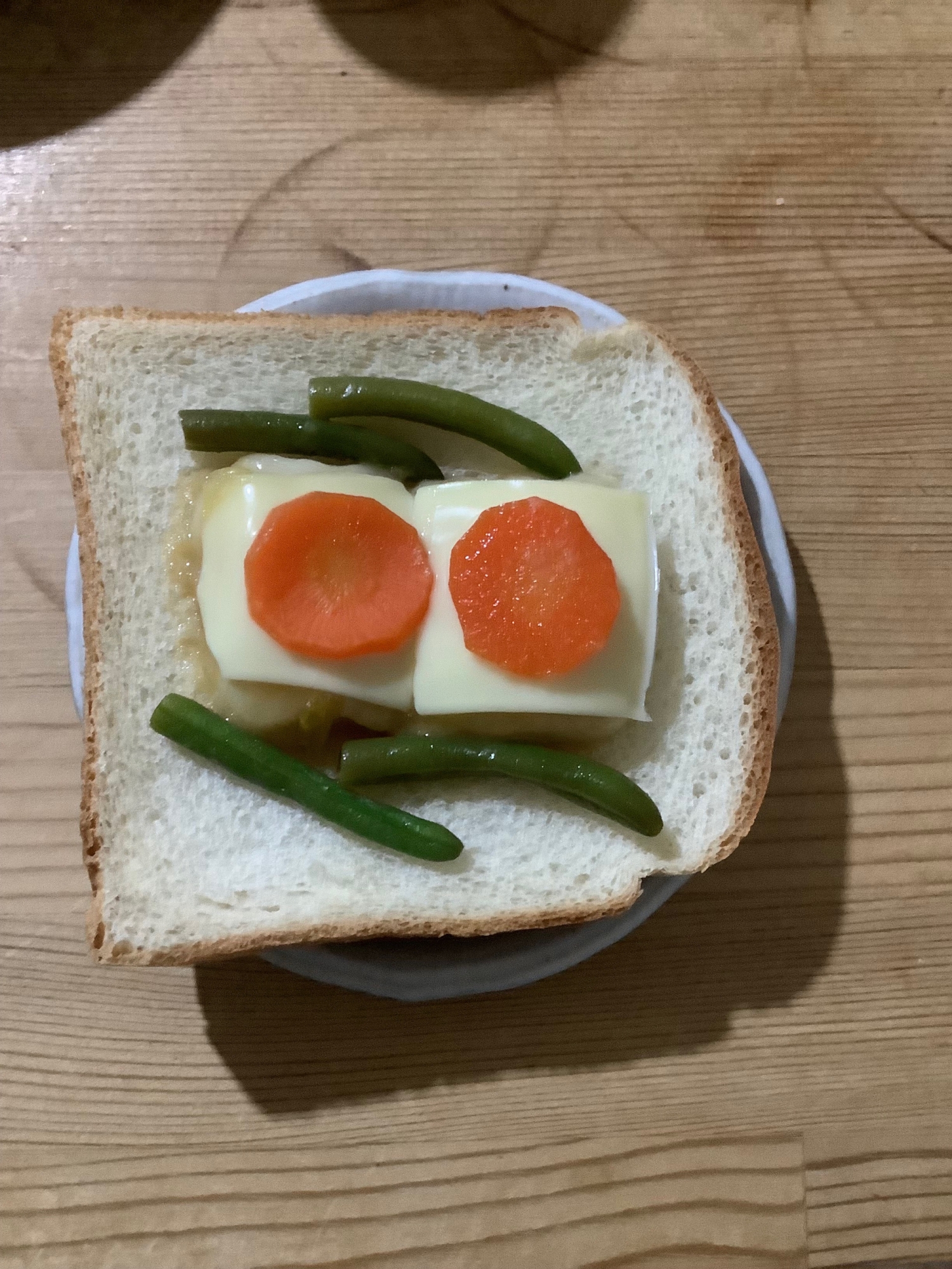 人参いんげん餅チーズオープンサンド♪