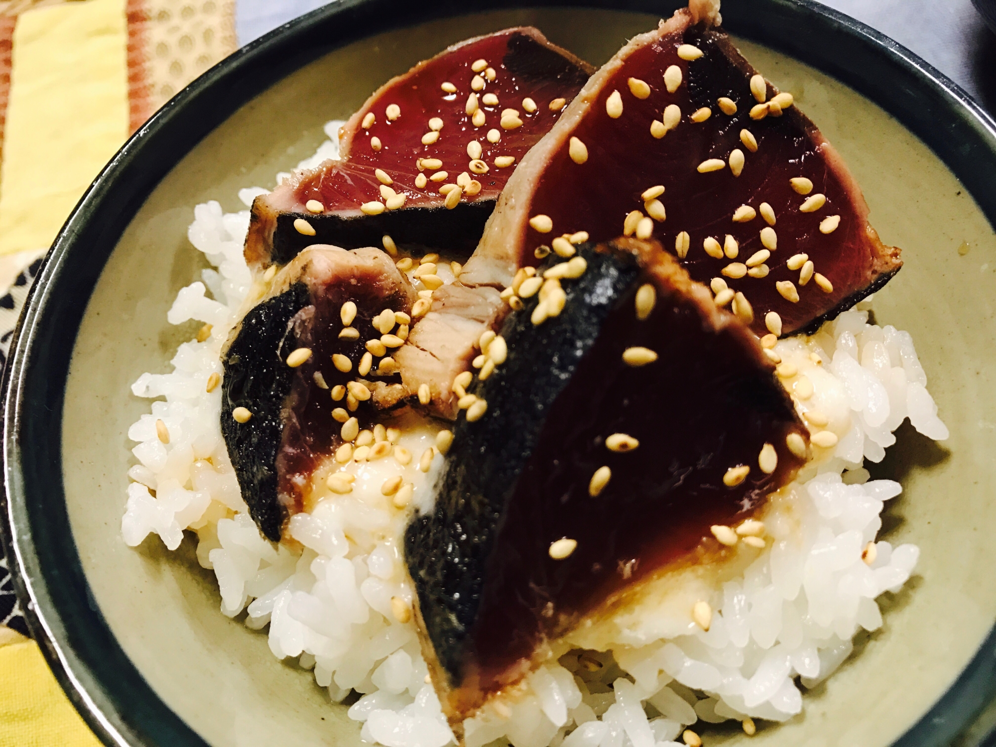 ポン酢で！かつおのたたきとろろ丼