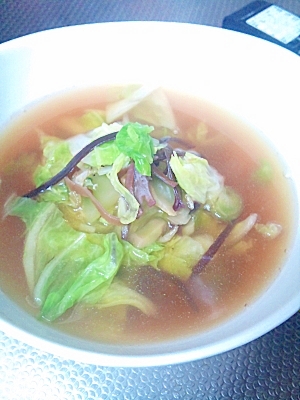 白菜とザーサイのスープ（青い部分で）