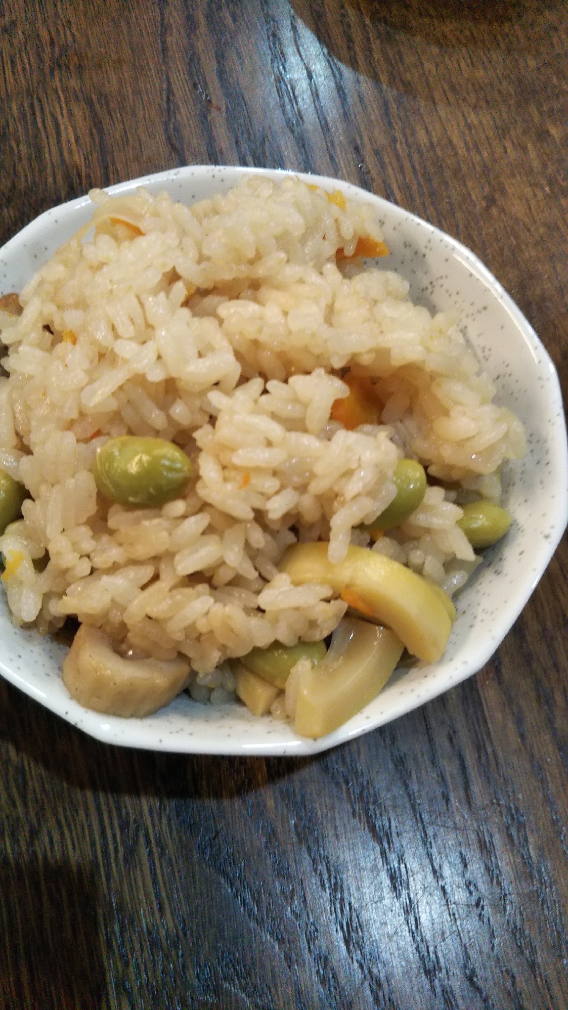 タケノコと枝豆の中華炊き込みご飯