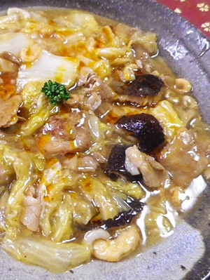 白菜椎茸の海老豚煮