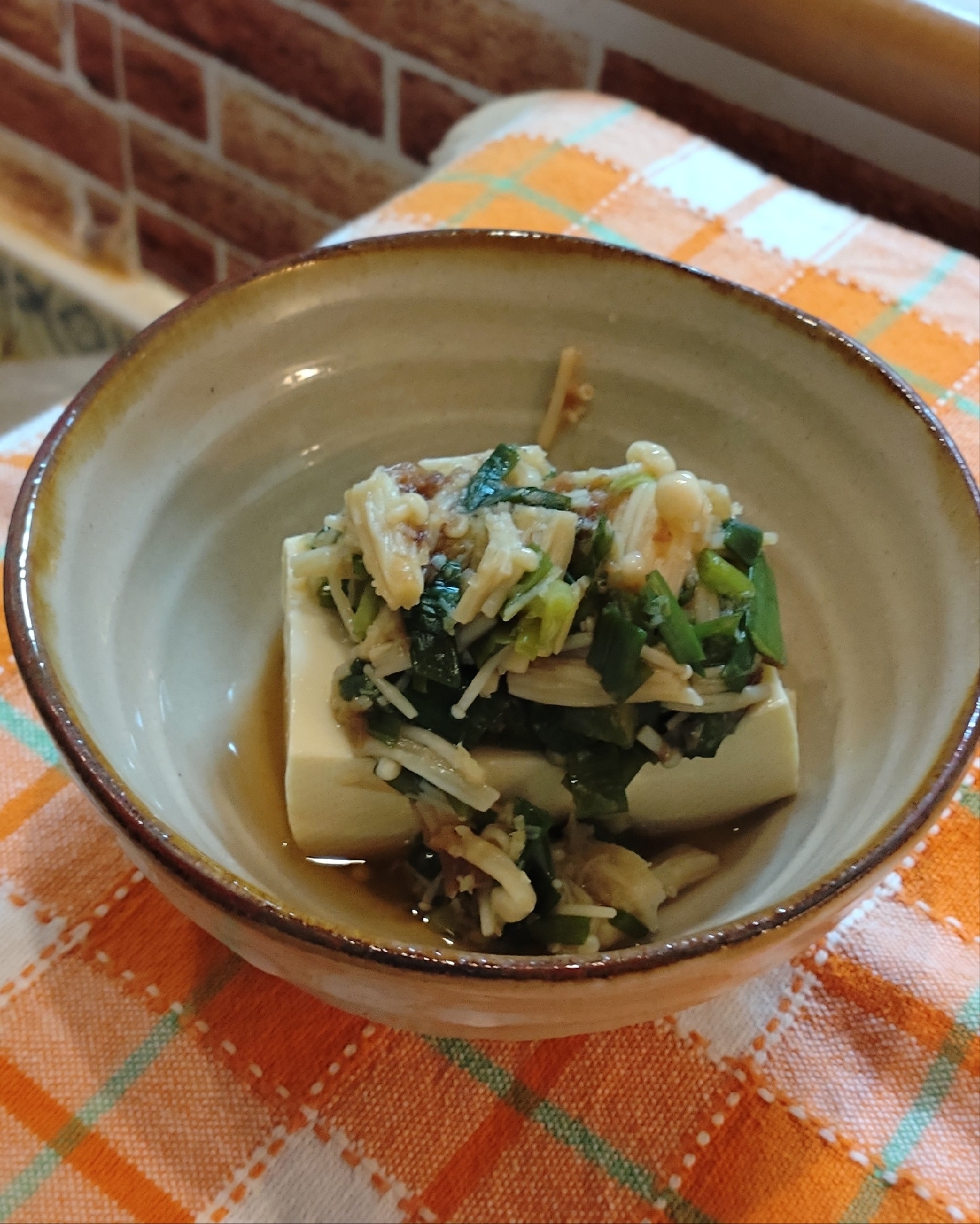 食べるたれ♡えのき韮だれお豆腐