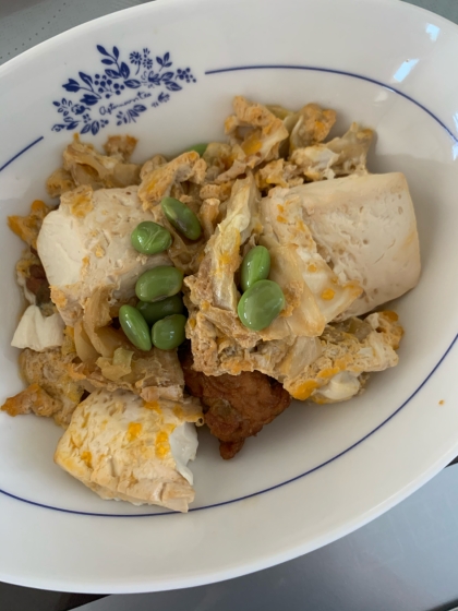 高野豆腐とキャベツさつま揚げの卵とじ