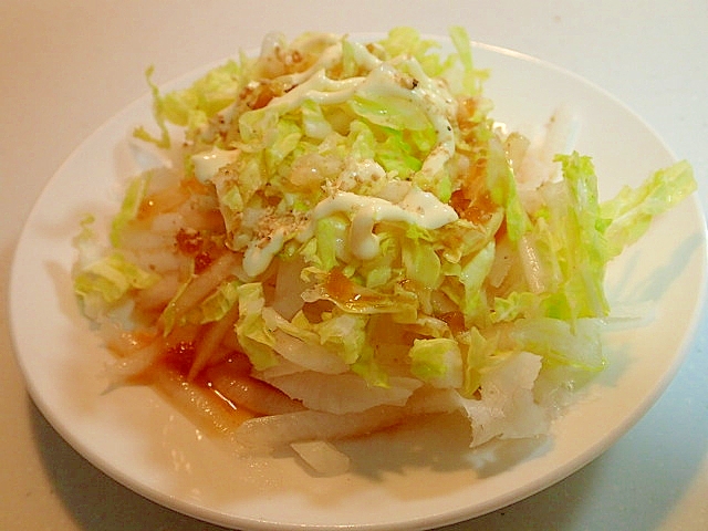 玉ぽん/マヨ/すり胡麻で　大根と白菜のサラダ