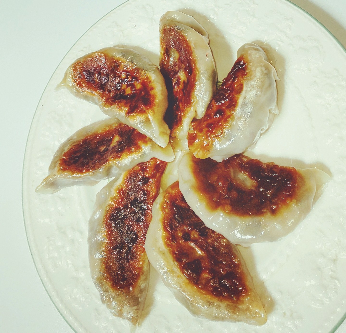 空芯菜と金時草のチーズ入りソイミート餃子