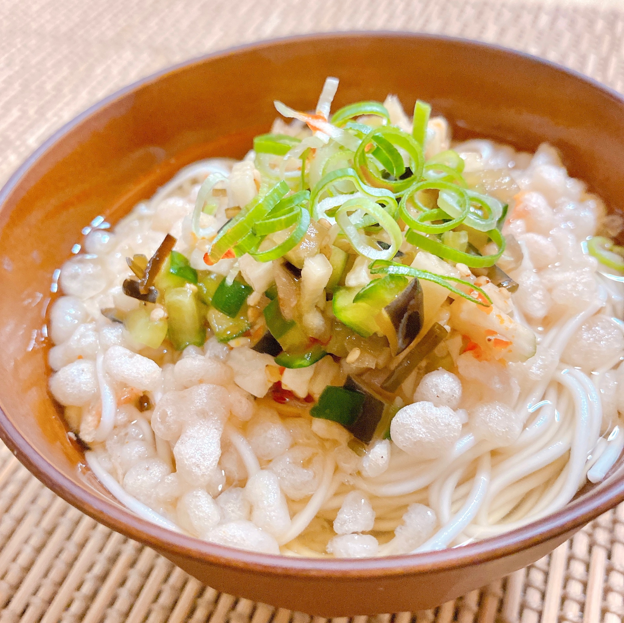 山形だしで♪あったかピリ辛にゅうめん