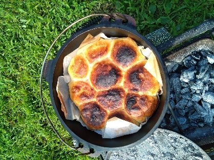 キャンプの朝に作りました♪作りやすいレシピありがとうございます！とってもふわふわで美味しかったです(^^♪