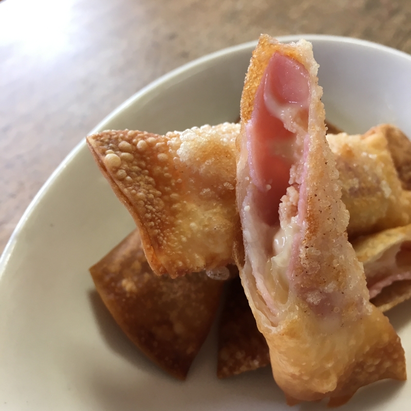 餃子の皮で！ベーコン明太チーズ