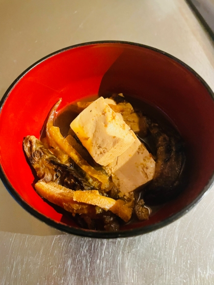 小松菜　玉葱　豆腐のキムチ鍋の素スープ