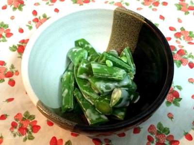 お弁当に!絹さやいんげんのマヨネーズ和え