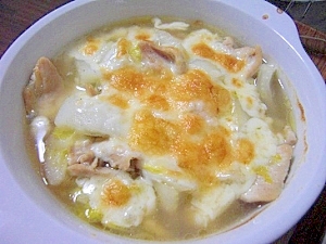 白菜と鶏肉のスープグラタン