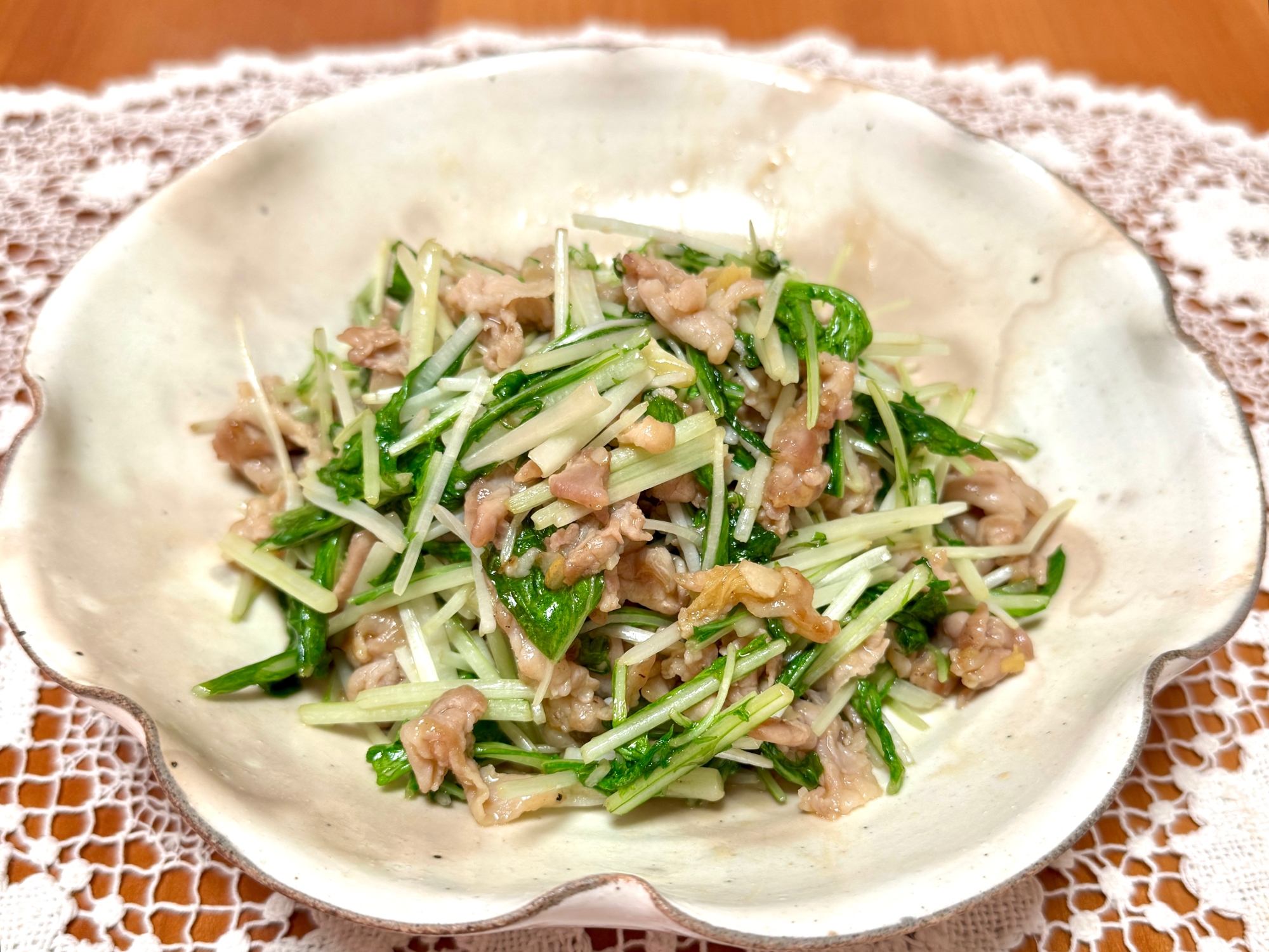 ビタミンC〜！シャキシャキ水菜と豚肉の☆炒めもの