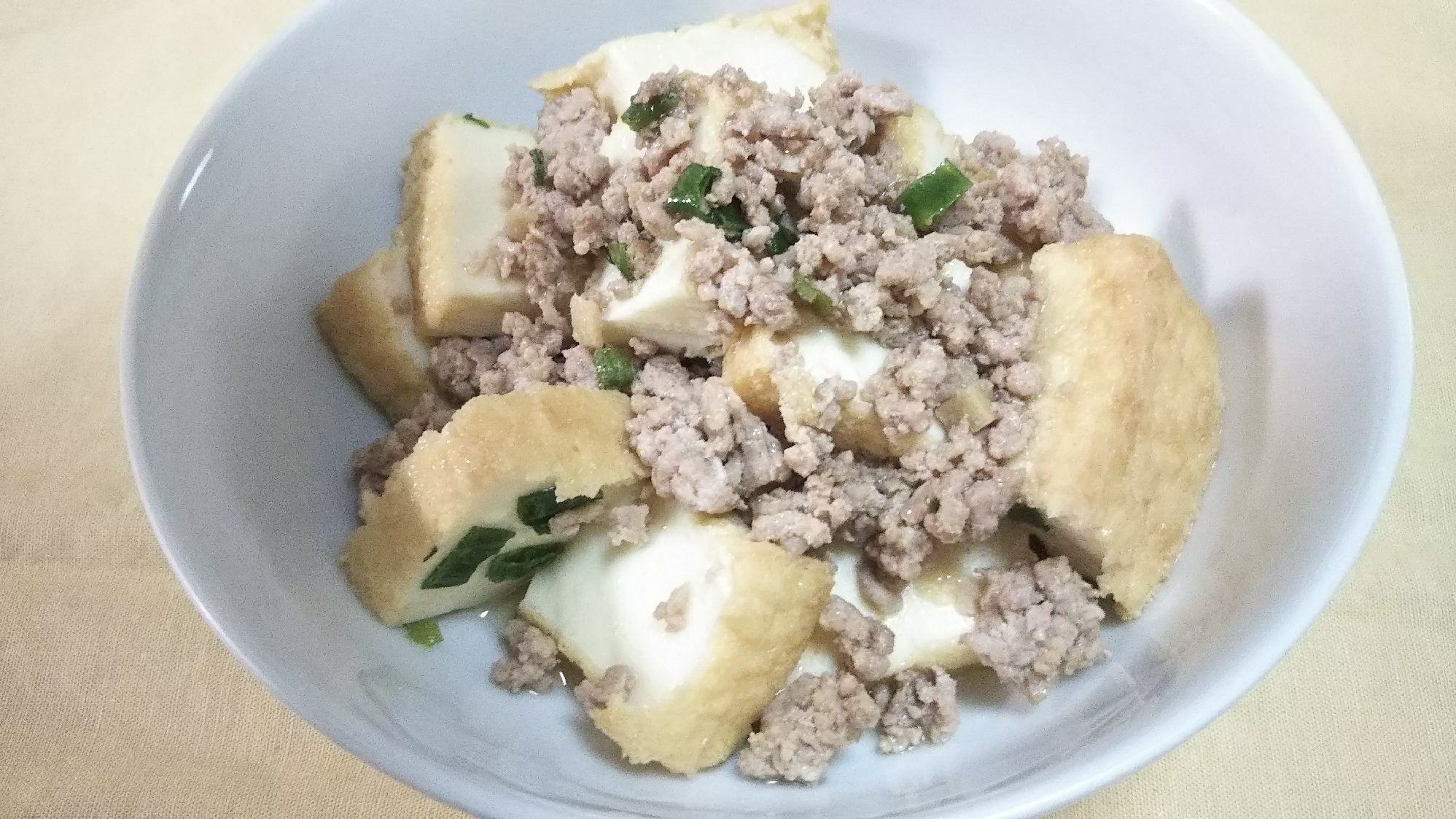 簡単！ひき肉と厚揚げの煮物♪