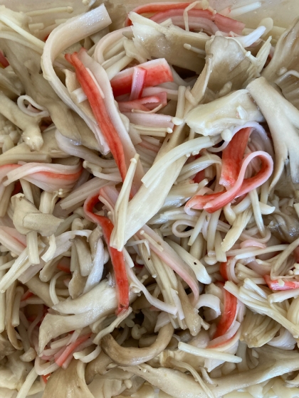 作り置き＊レンジできのこの中華風（カニカマ入り）