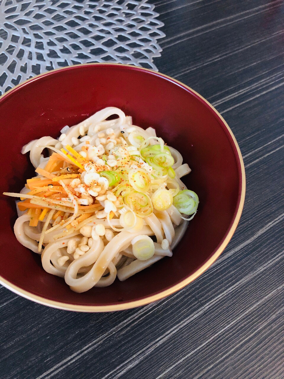 余ったきんぴらで☆かき揚げ風味のぶっかけうどん