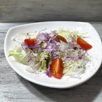 ５分！？素材を活かしたコールスローサラダ（紫玉葱）