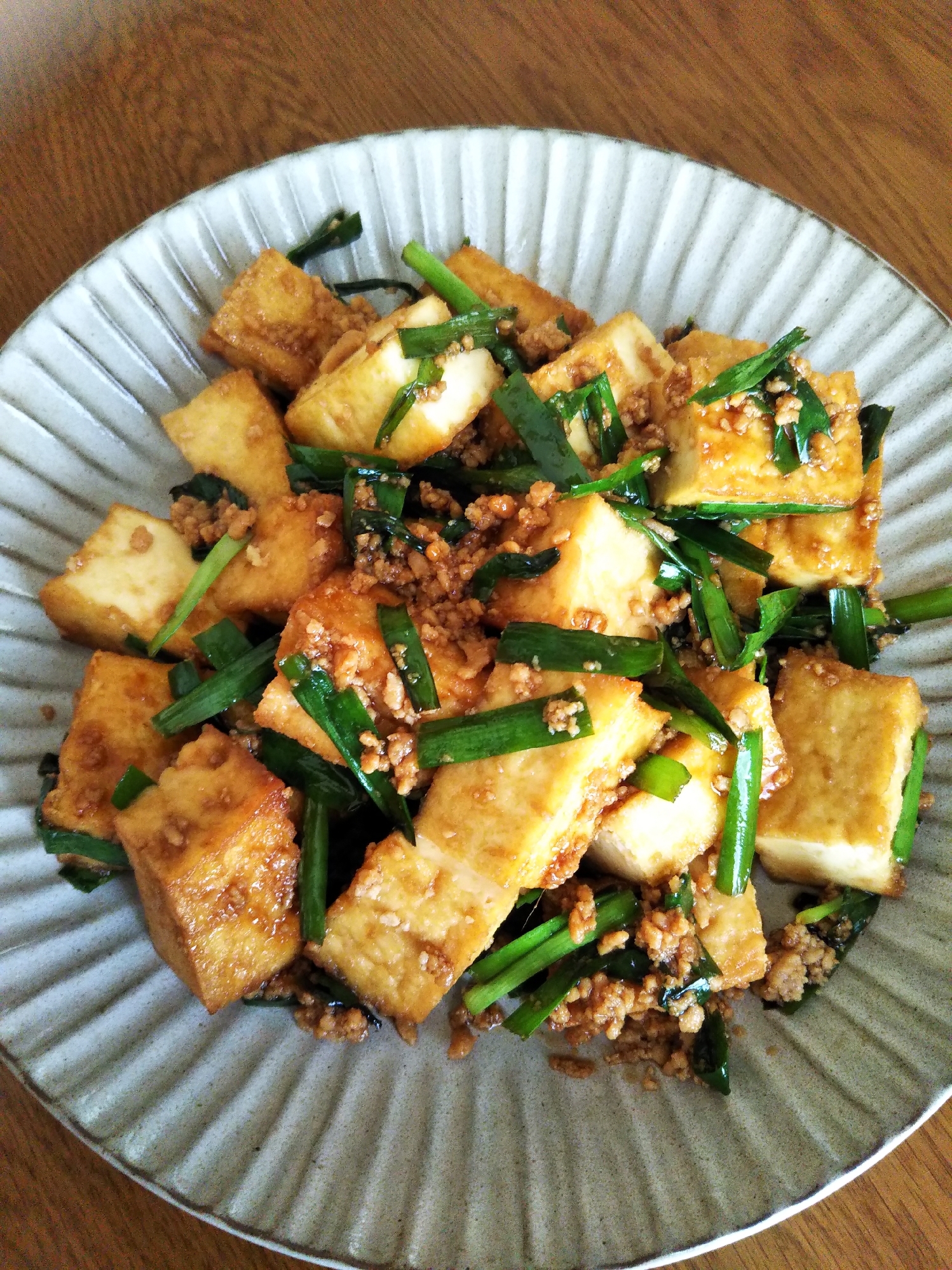 鶏のそぼろをリメイク!鶏そぼろと厚揚げの炒め物