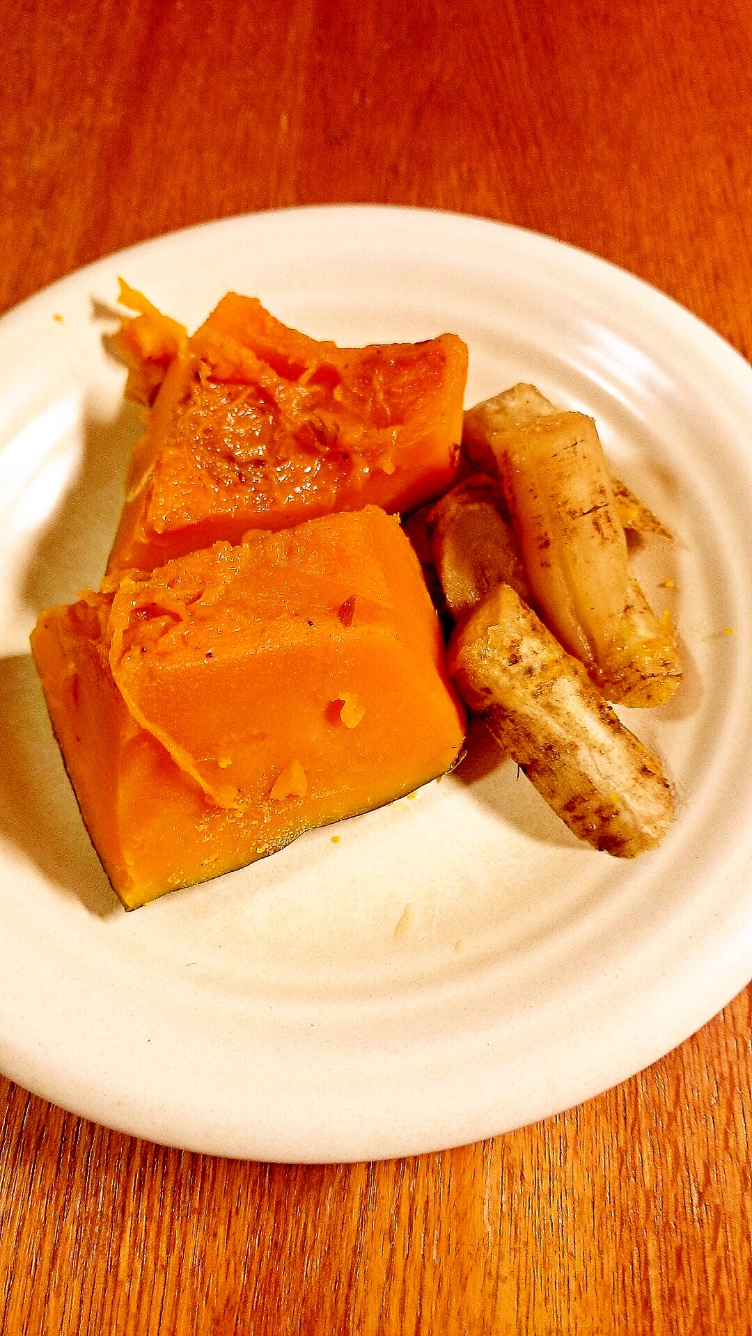 簡単和食　カボチャとゴボウの煮物