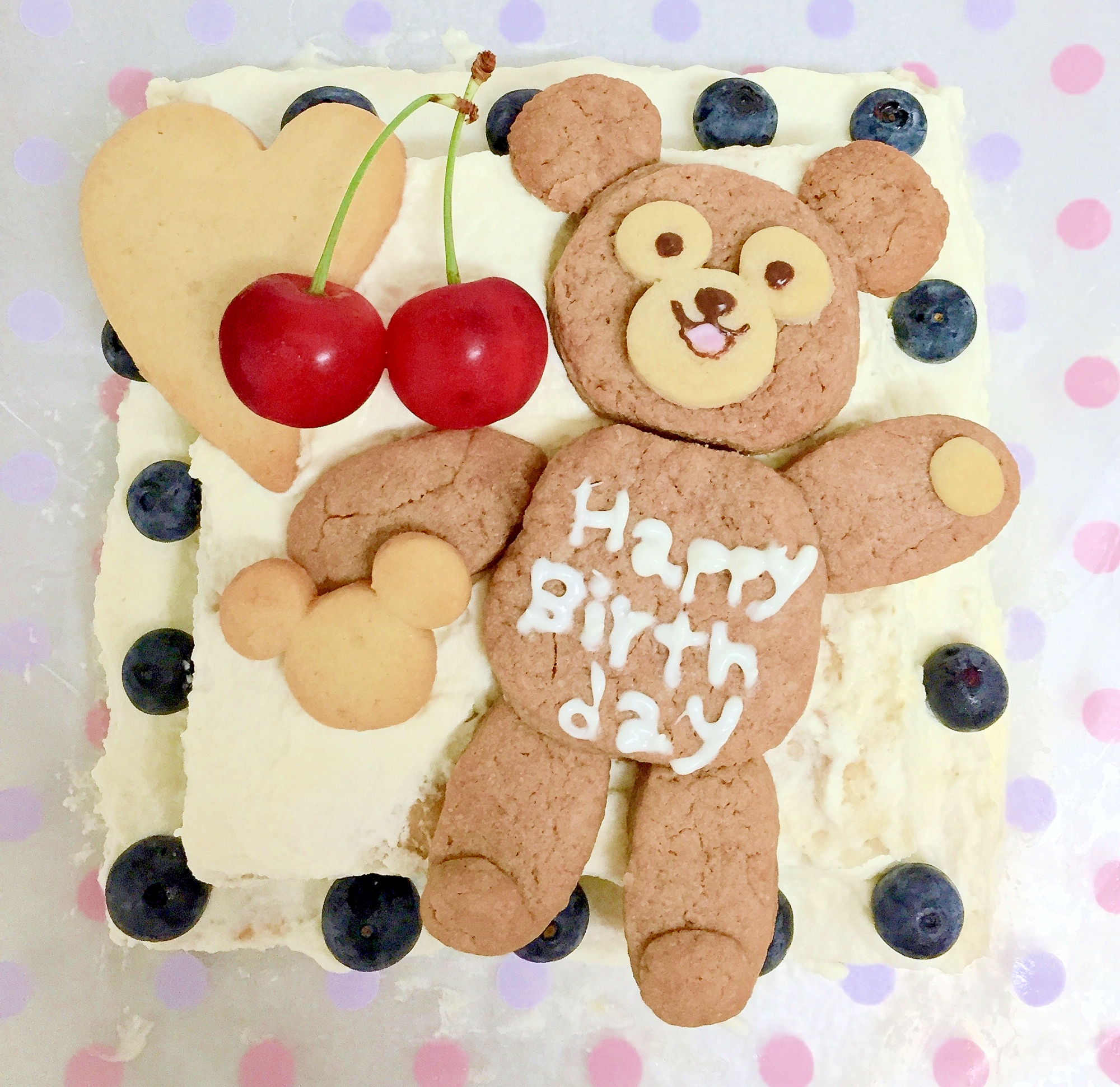 ダッフィーのふわふわスクエアバースデーケーキ レシピ 作り方 By Duffy Cruise 楽天レシピ