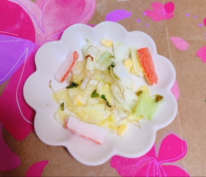 Anoaちゃん♪カニカマ≡[ﾟ ﾟ]≡スプラウトで作りました！朝ごはんにぴったりでした！ ୧⃛(> ◡< ͈ ) ୨⃛‎.⋆♡