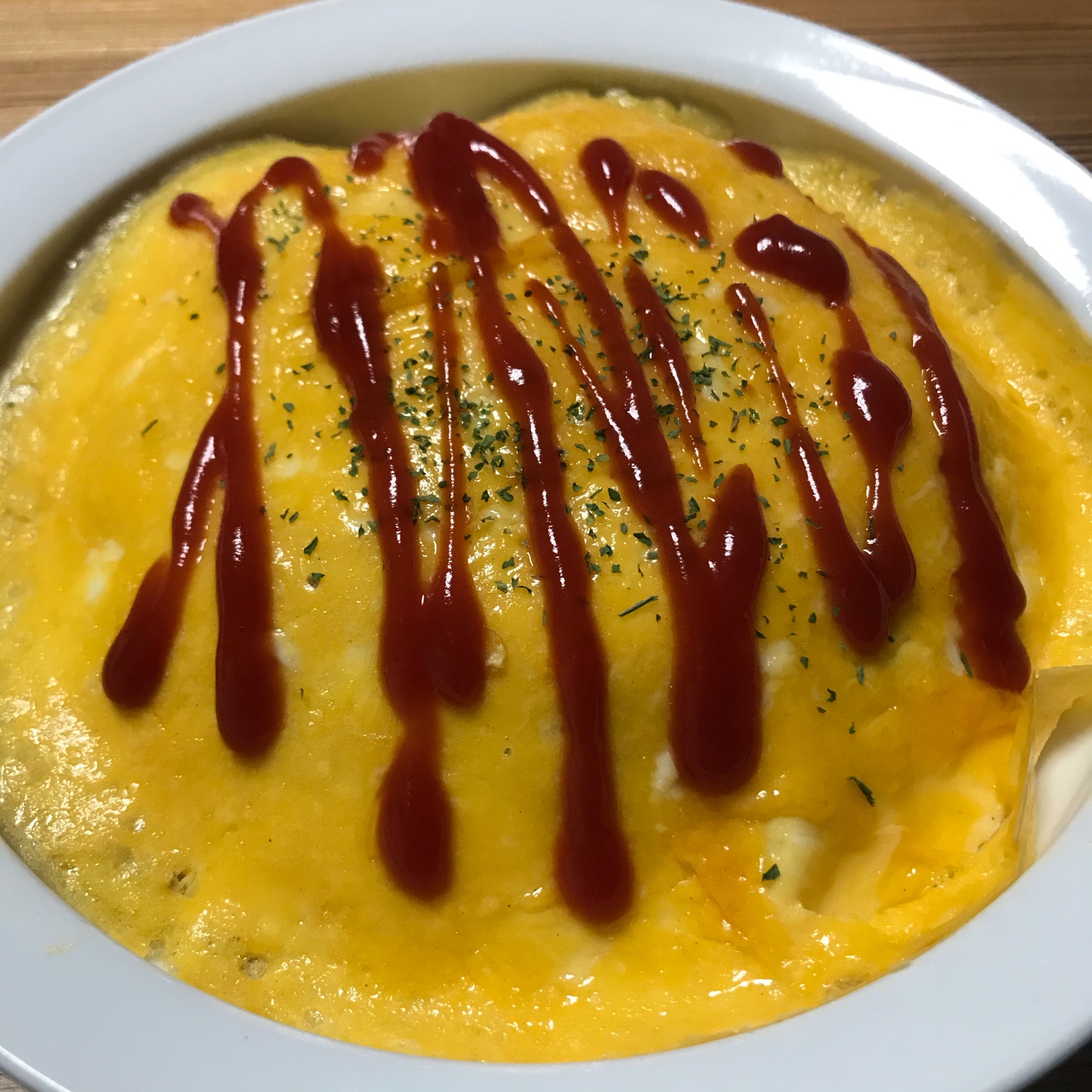 チーズ味卵焼きのっけオムライス♪