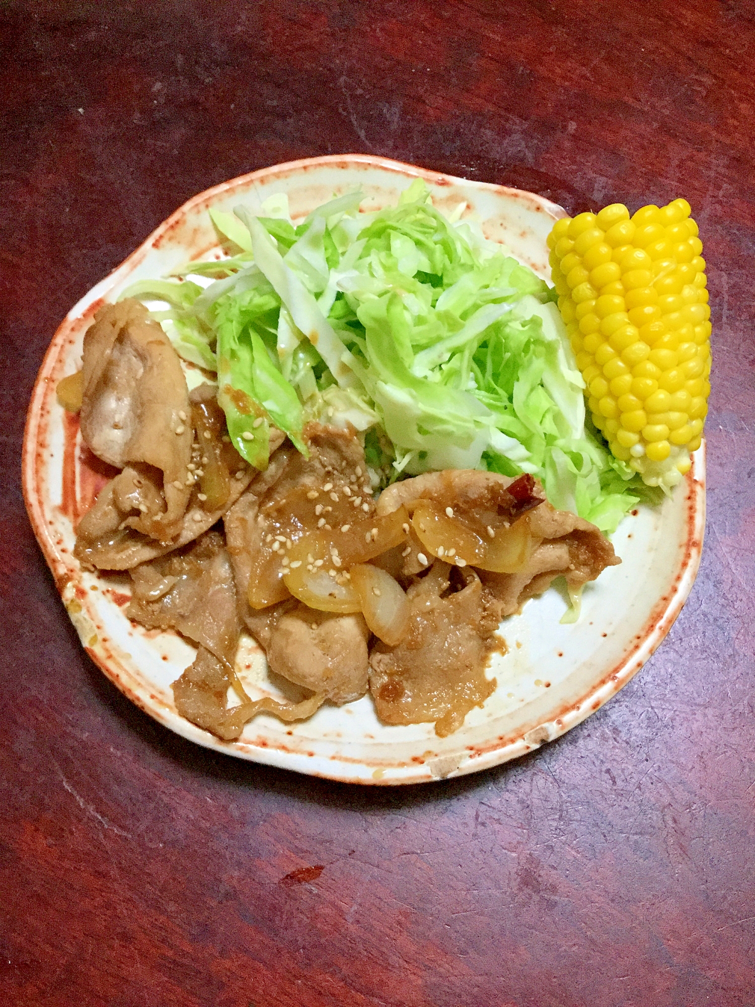 にんにく醤油de玉ねぎも一緒に豚の生姜焼き。