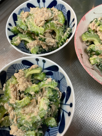 苦味が好きで、茹でずに作りました！ツナが入ると食べやすい！