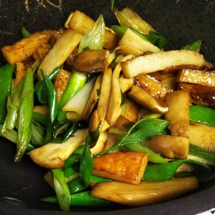 エリンギとネギの醤油炒め