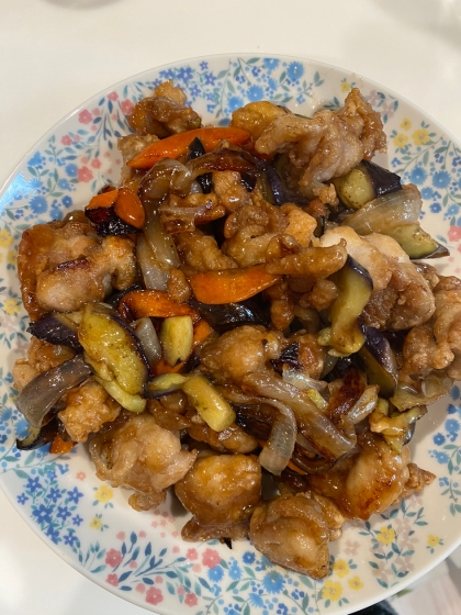 夏野菜と鶏肉の甘酢あん炒め
