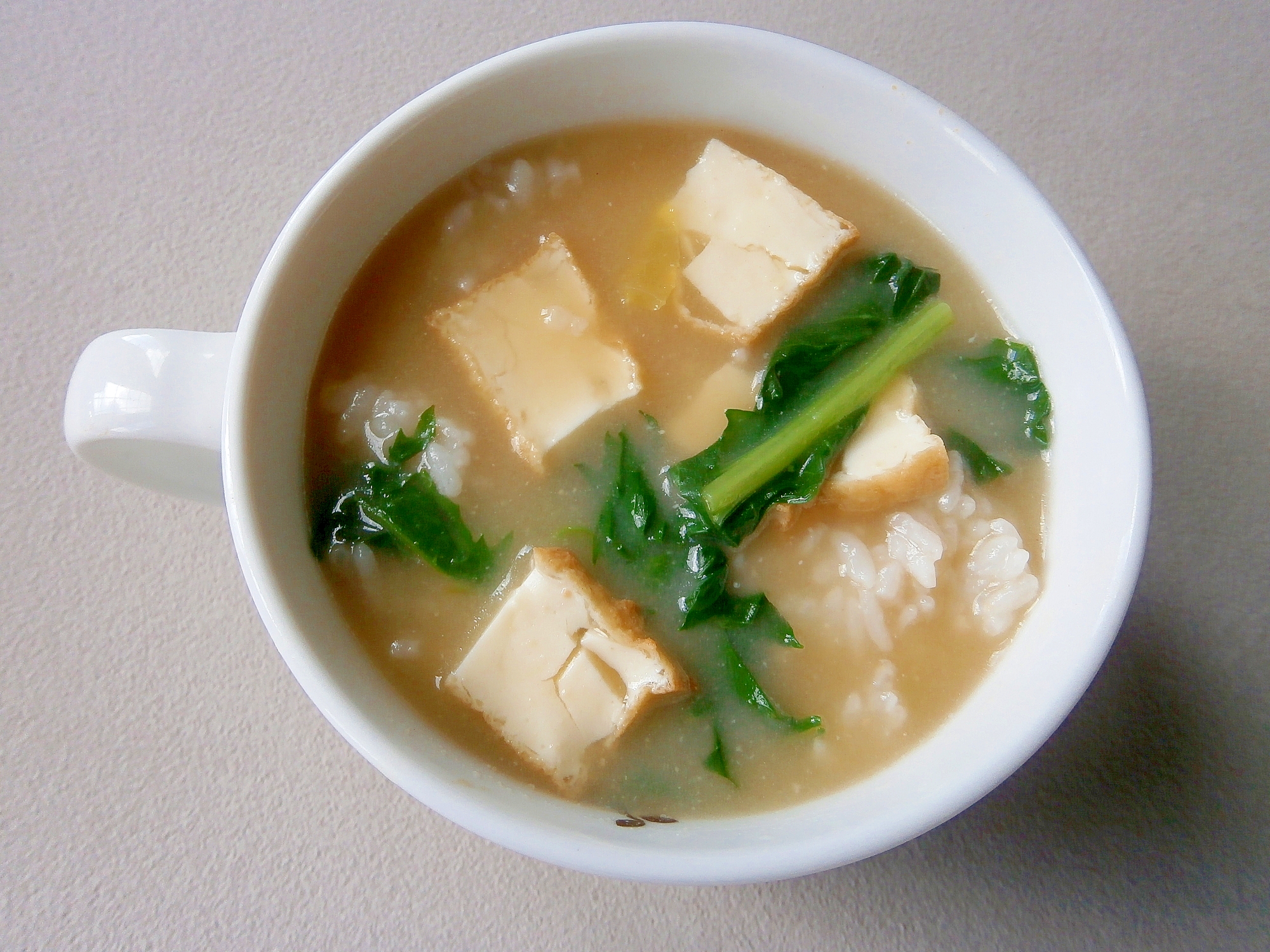 豆腐・青菜の味噌雑炊