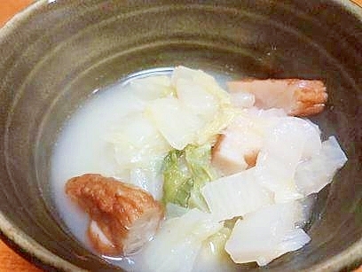 白菜と　烏賊天の　とろ～り煮物