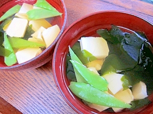 煮物の残り汁で豆腐の吸い物