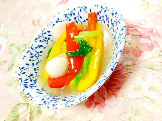 ❤パプリカと小松菜とうずらの卵の中華煮❤