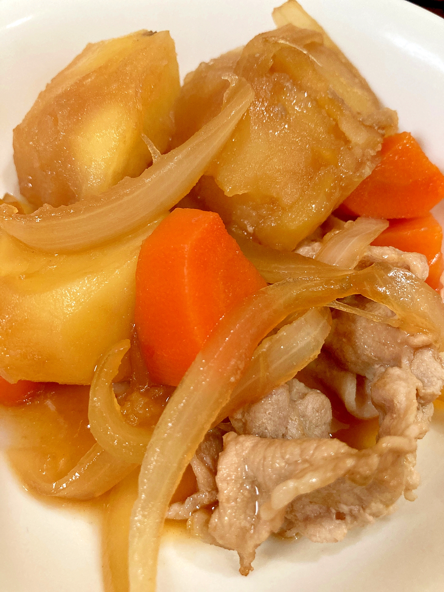 レンジで時短肉じゃが 豚肉 じゃが 人参 玉ねぎ レシピ 作り方 By 水玉模様 楽天レシピ