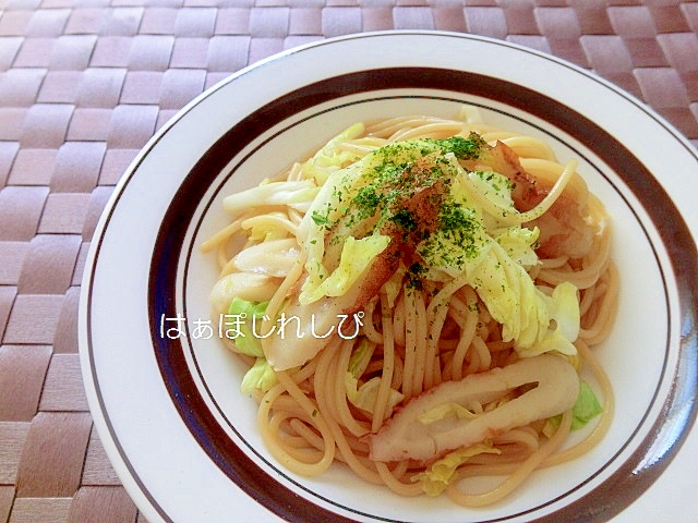 キャベツとちくわのオイスターソース焼きそば風パスタ