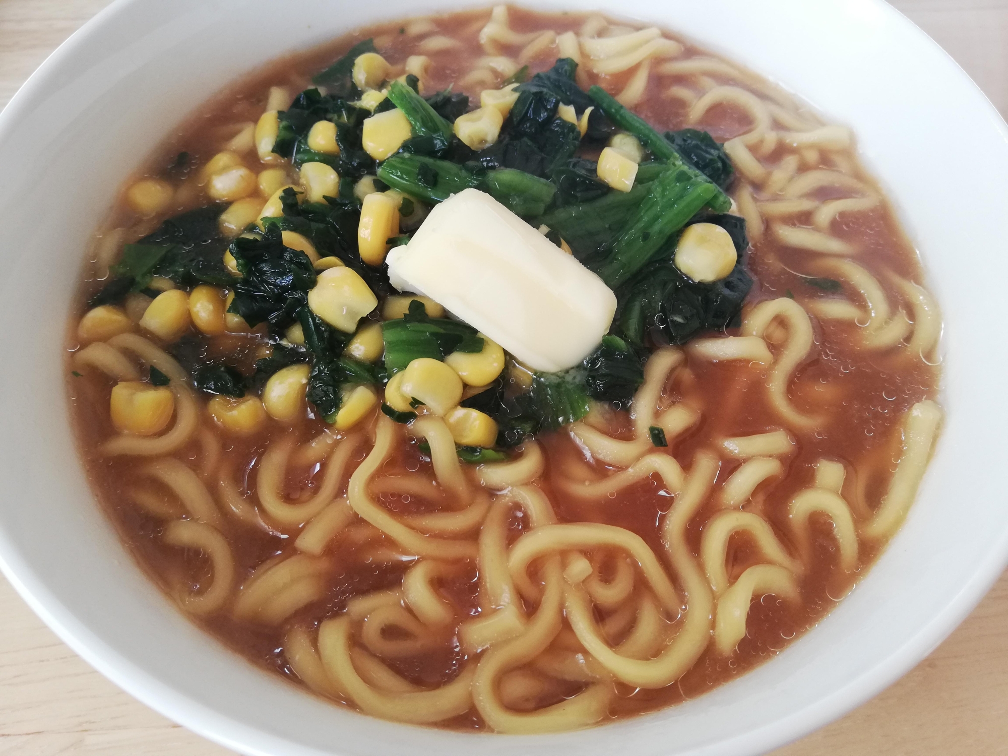 ほうれん草とコーンバター味噌ラーメン