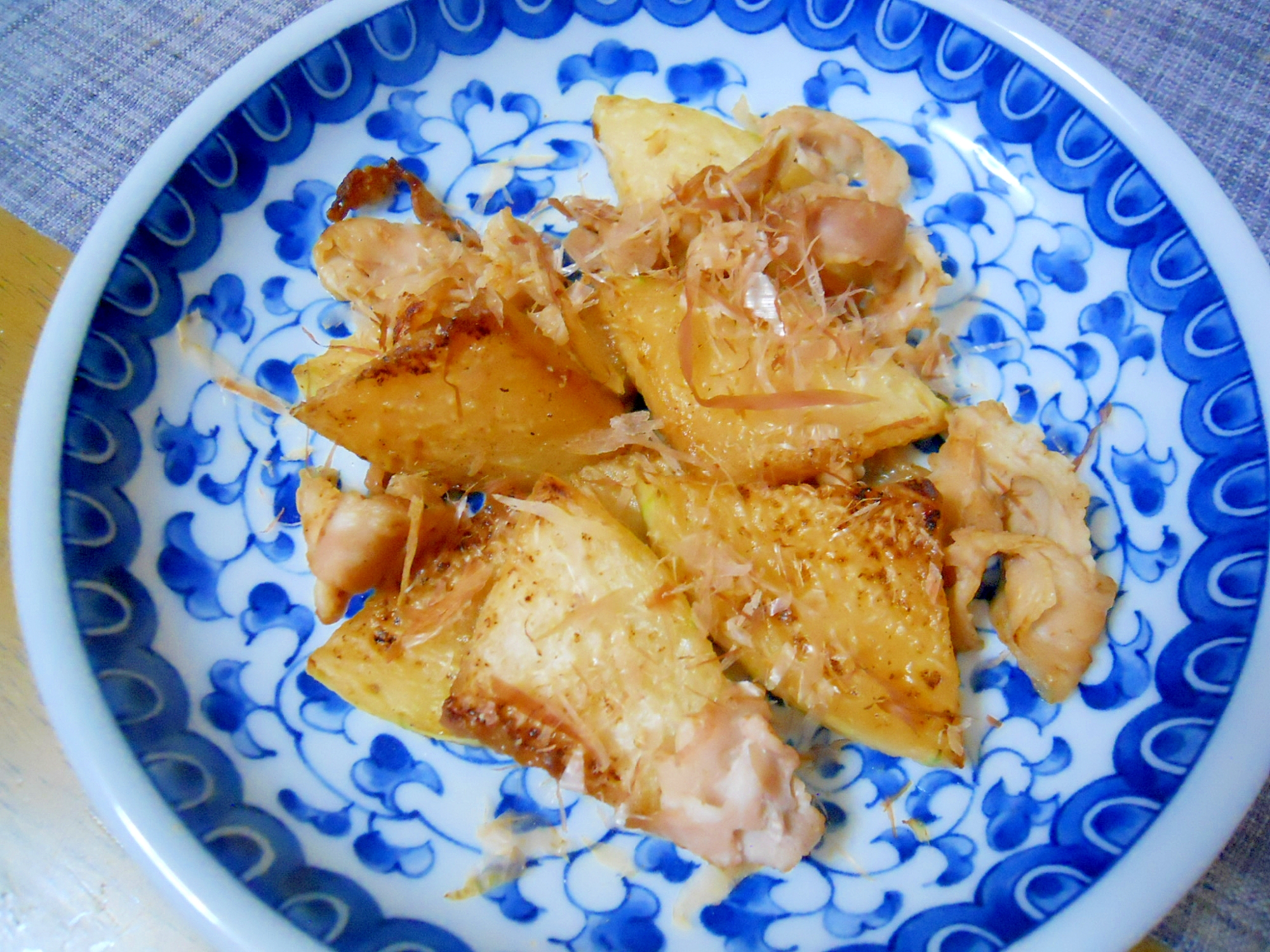 素朴　冬瓜と豚肉　麺つゆ炒め